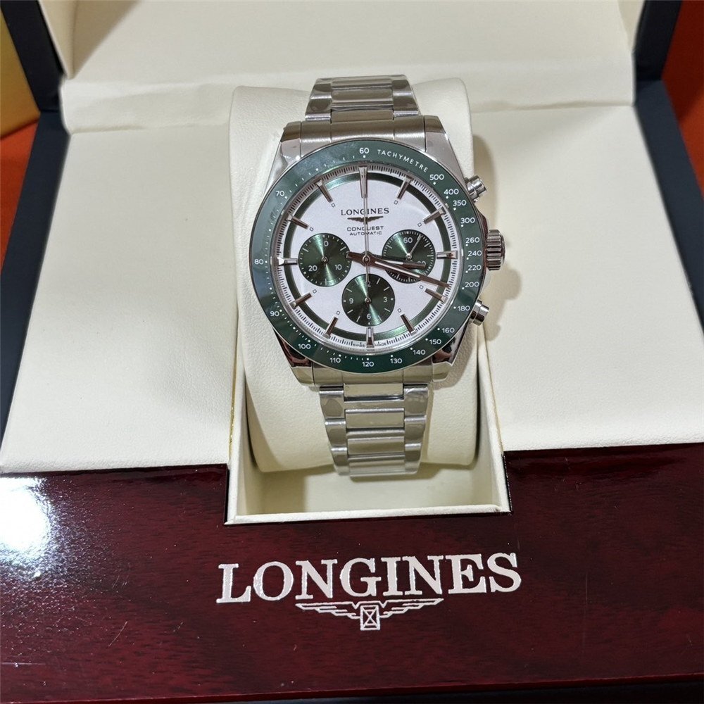 ロンジン LONGINES Conquest Chronograph 腕時計 メンズ ウォッチ 自動巻き ステンレス 紳士 緑文字盤 L3.835.4.02.6拍卖