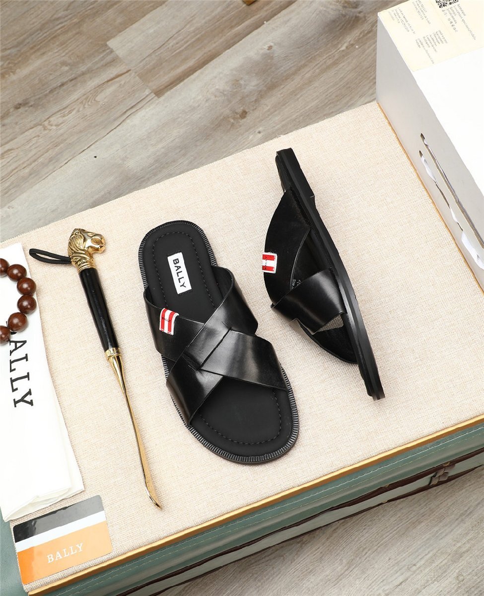 バリー bally Glide Sandal in Black Leather 黒 サンダル スリッパ メンズ EUR43拍卖