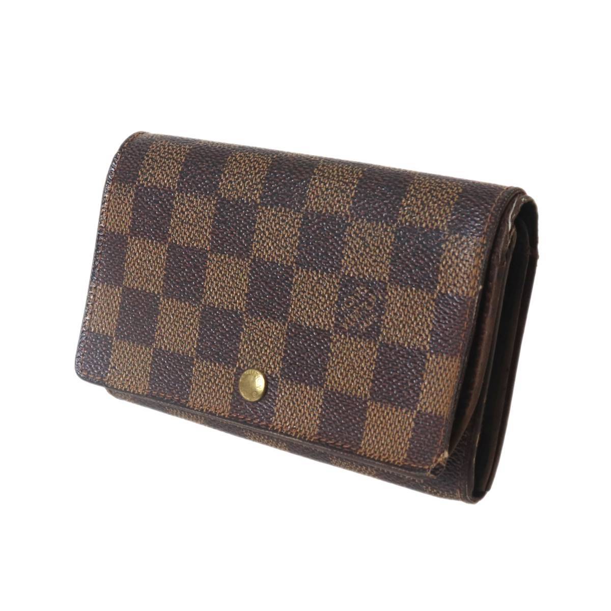 LOUIS VUITTON ルイヴィトン ポルトモネビエトレゾール 二つ折り財布 ダミエ エベヌ N61730 CA0917 NT Dランク拍卖