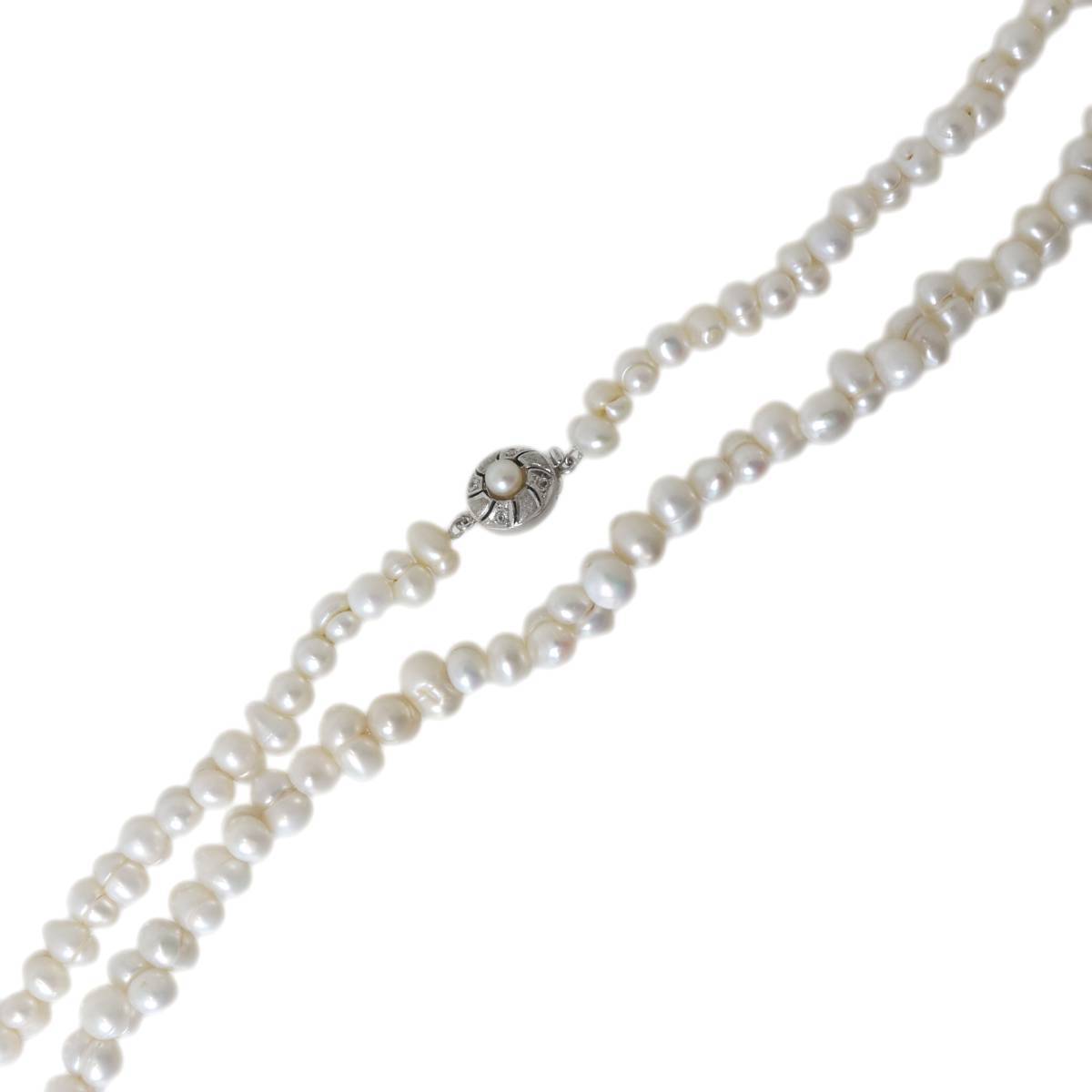 パールネックレス サークル 淡水真珠×金具Sv925 貴金属保証書、箱 首回り約60cm パール約6.3~7.7mm 約75.8g NT Bランク拍卖
