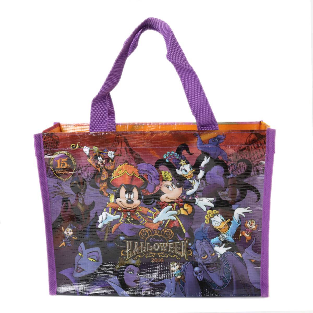 Disney ビニールバッグ ミニ 小 ディズニーシー 15周年 HALLOWEEN 2016 ファスナー開閉 26×19×7.8(cm) NT ABランク拍卖