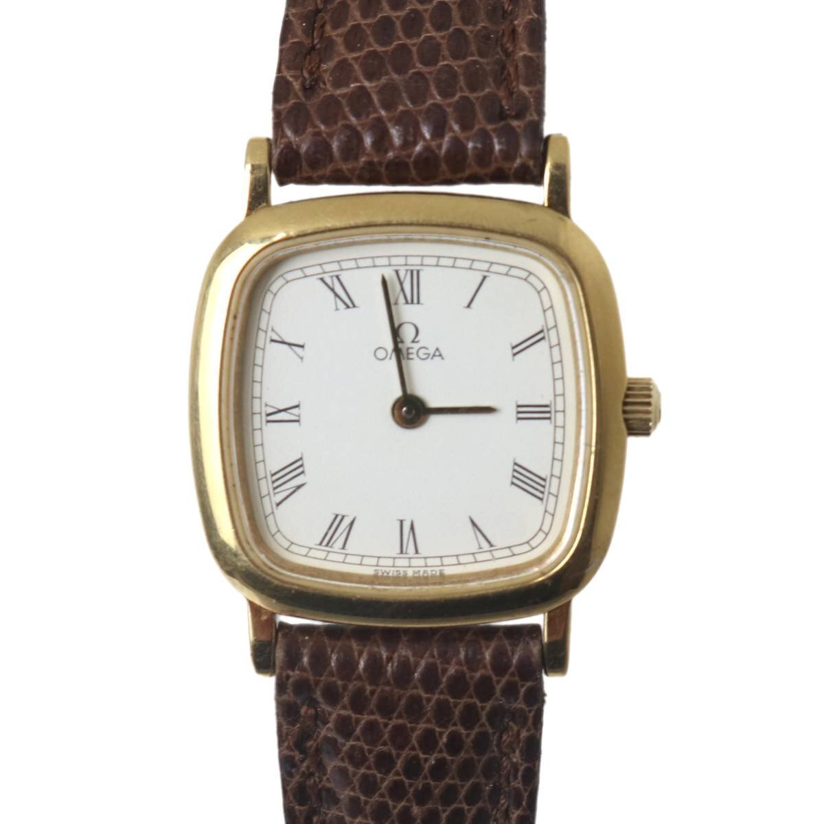 【中古】 OMEGA オメガ De Ville デ・ヴィル デビル レディースクオーツ 社外ベルト ゴールド×ブラウン 腕回り約14~18(cm) NT Dランク拍卖