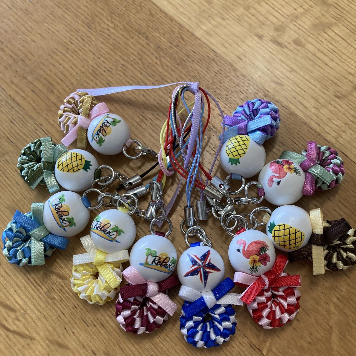 ハンドメイド ハワイアンリボン ミニ キーホルダー プチ ストラップ プレゼントに 10個セット拍卖