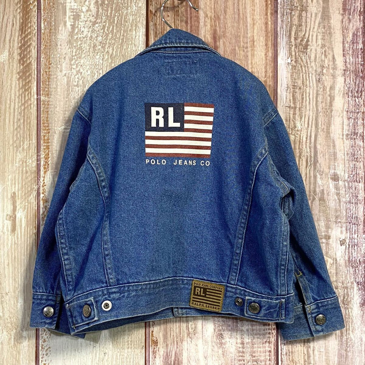 【美品】 ポロジーンズラルフローレン POLO JEANS CO 子供服 アウター デニムジャケット Gジャン 星条旗拍卖