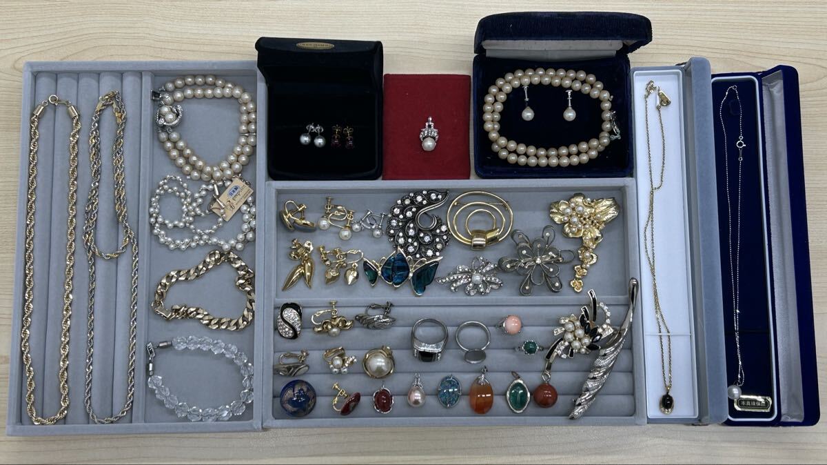 Yu06)1円 遺品整理 K18 K18WG K14WG 本真珠 パール 色石 ネックレス リング ピアス アクセサリー イミテーション ゴールドアクセ シルバー拍卖