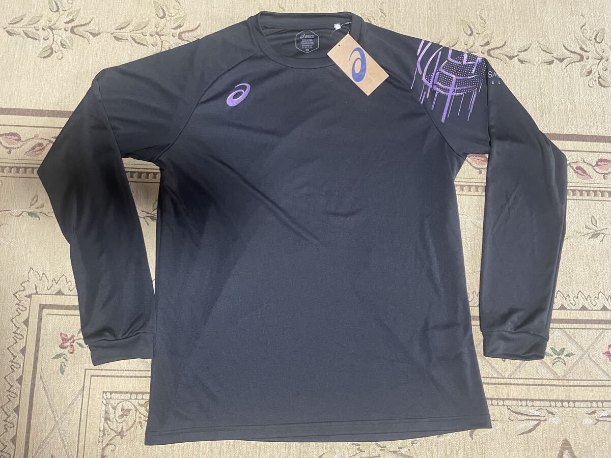 送料無料 新品 未使用 asics アシックス バレーボールウェア ドライオーロラプリント 長袖シャツ 2051A322 メンズ XL 黒 ブラック拍卖