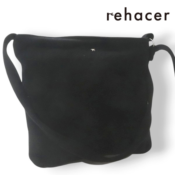 新品未使用 rehacer レアセル フランネルウール 縛り付け調整 クロスボディ ショルダーバッグ ブラック カーキ拍卖