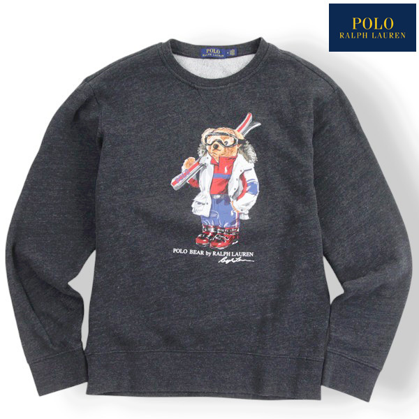 極美品 POLO RALPH LAUREN ラルフローレン ポロベアー 前V 裏起毛 ヴィンテージ スウェット トレーナー グレー M【参考価格¥35,200-】拍卖