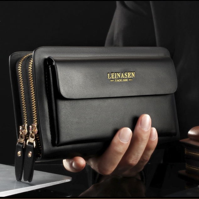 クラッチバッグセカンドバック メンズ ポケット多数 仕分け チャック ハンドバッグ puレザー 大き目財布 収納力群 ブラック LIST1106拍卖