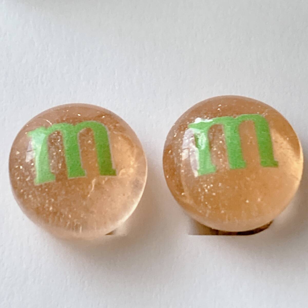 イヤリング mチョコ サーモンピンク&グリーン☆vintage jewelry accessories F0252拍卖