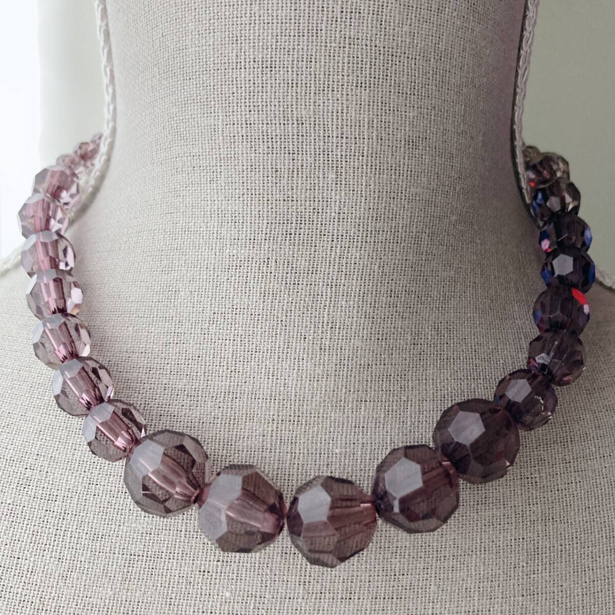 ヴィンテージネックレス ショート パープル 紫 アクリル カットビーズ レトロ 美品☆Vintage jewelry accessoriesF0305拍卖