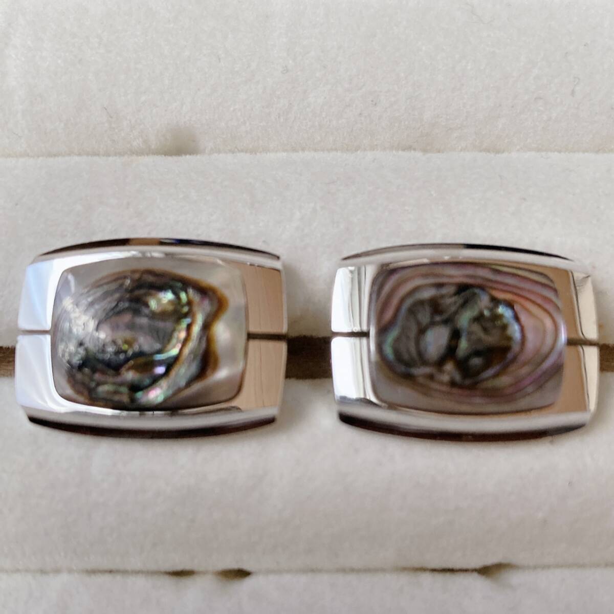 カフスボタン シェル シルバートーン☆Vintage jewelry accessoriesF0352拍卖