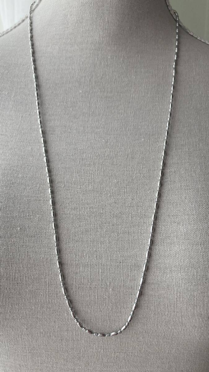チェーンネックレス ロング シルバートーン デザインボールチェーン シンプル 美品☆Vintage jewelry accessoriesF0367拍卖