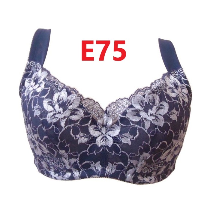 E75・ネイビー バストすっきりブラジャー ワイヤー入り 幅広ストラップ 脇高設計 リフトアップパネル 細見せ ブラジャー 新品拍卖