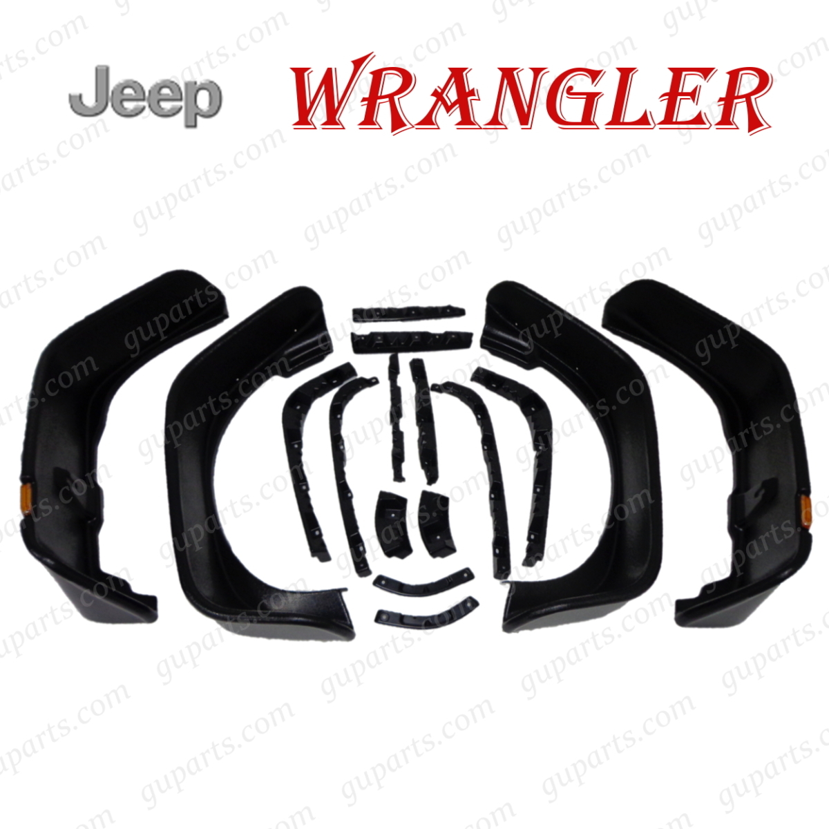 JEEP JK ラングラー 4ドア フラットスタイル オーバーフェンダー フェンダーフレア サイドマーカー付 フロント リア 前後 左右 1台分拍卖