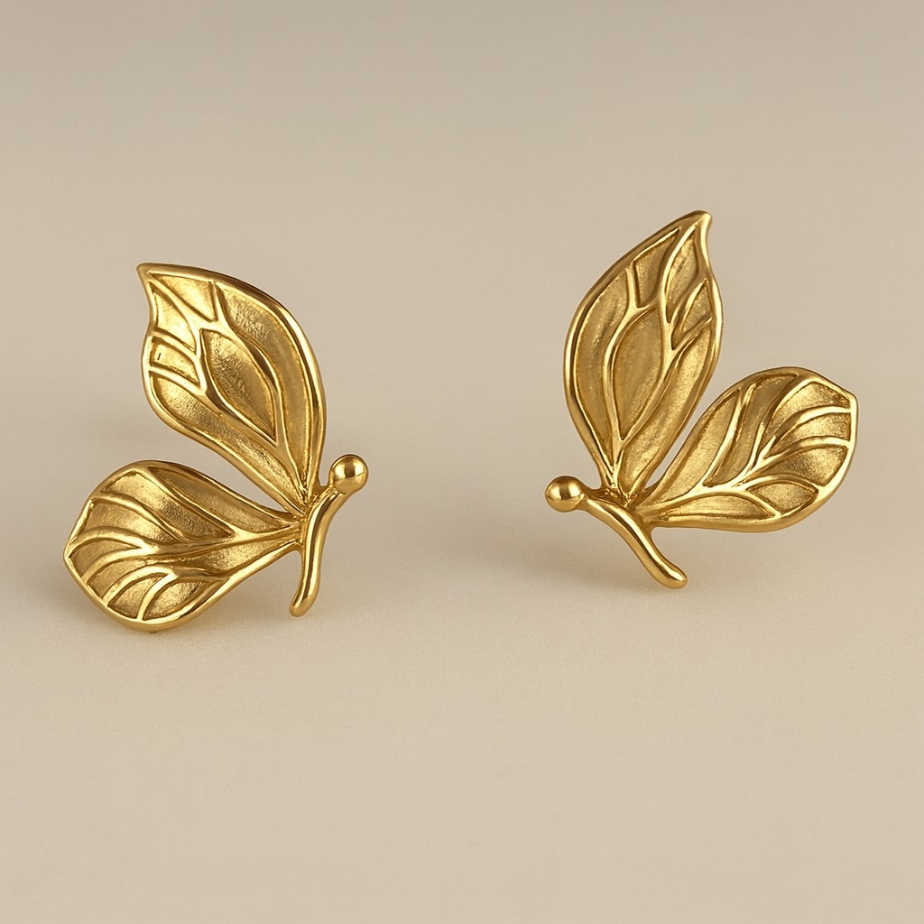 K18YG ピアス スタッドピアス ちょうちょ 蝶 花びら 蝶々 中空 18金 18K イタリアンジュエリー イエローゴールド *チャームが付けられます拍卖