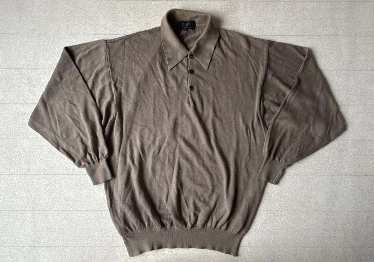 ☆送料無料☆ Raffi linea uomo USA直輸入 古着 長袖 イタリア製 ニット ポロシャツ メンズ S ブラウン系 トップス 中古 即決拍卖