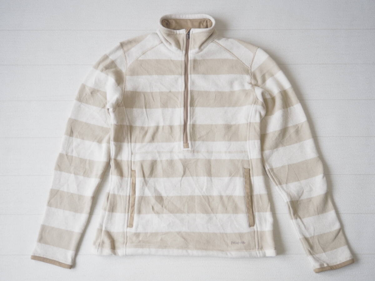 patagonia パタゴニア 古着 ハーフジップ ボーダー 12年製 ベターセーター レディース S ベージュ トップス 中古 拍卖
