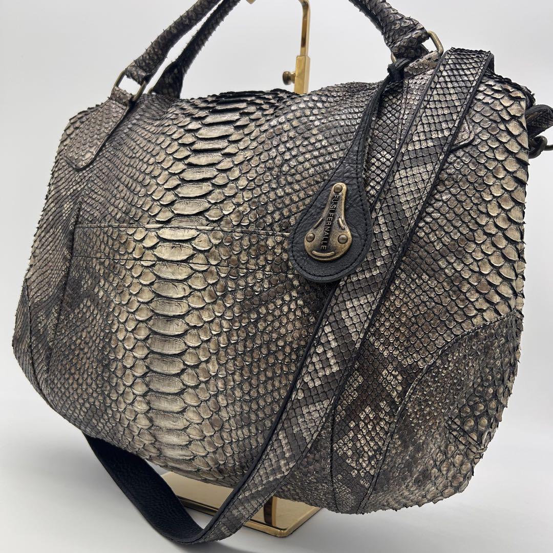 【定価13万円】【美品】 FU-SI FERNALLE フーシフェルナーレ パイソンレザー 2way トートバッグ ショルダーバッグ 大容量 ユニセックス拍卖