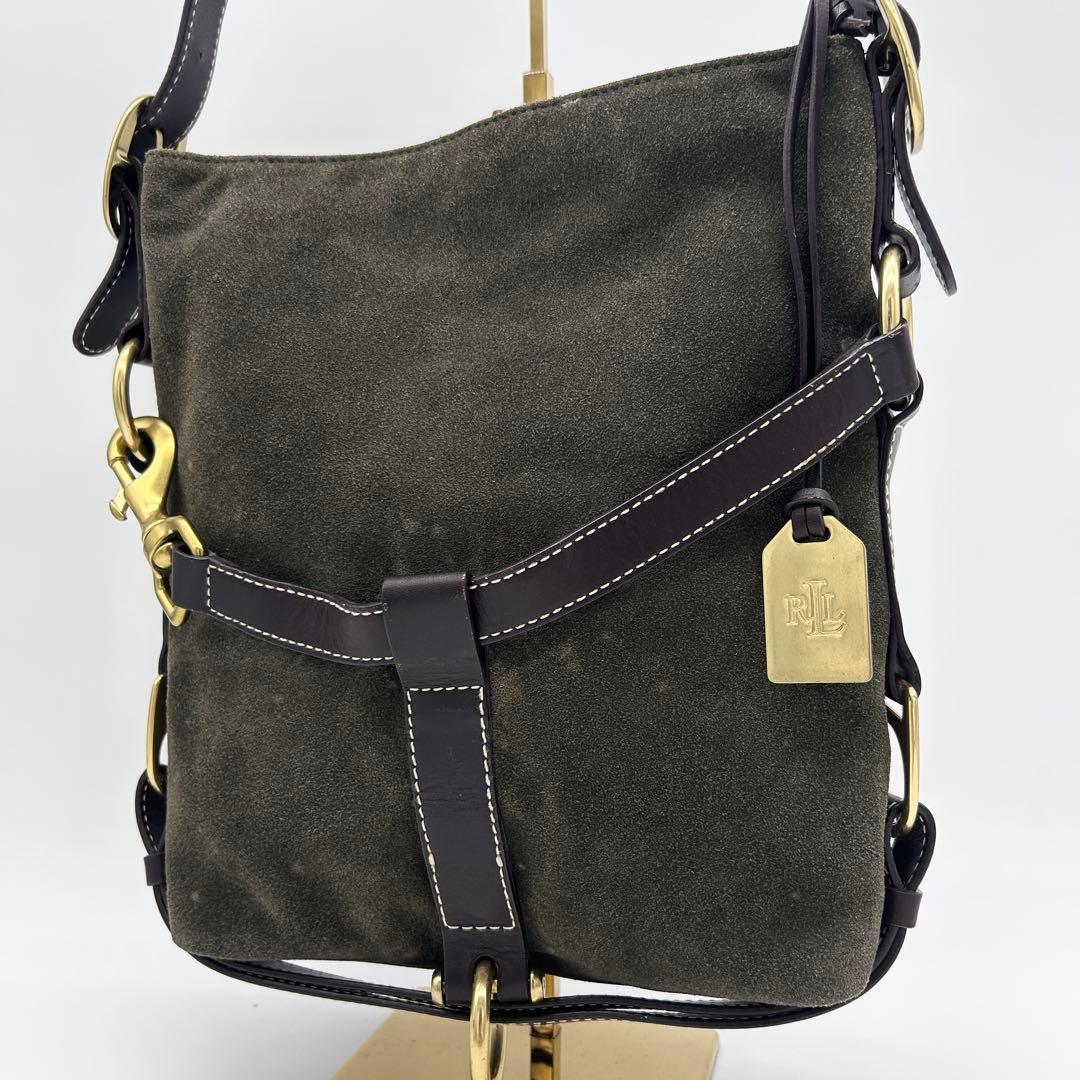 Y2K 00s Lauren Ralph Lauren ローレン ラルフローレン ワンショルダーバッグ メッセンジャーバッグ スエード 男女兼用 肩掛け拍卖