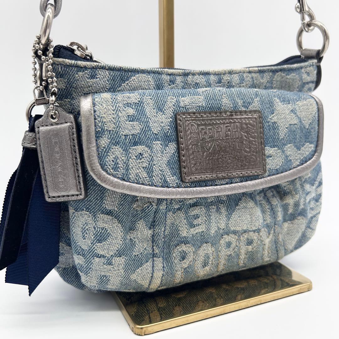 【廃盤】COACH POPPY コーチ ポピー アクセサリーポーチ ショルダーバッグ デニム ミニバッグ クロスボディ 肩掛け アーカイブ Y2K拍卖