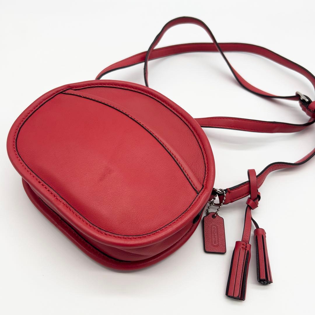 A257【美品】オールドコーチ COACH コーチ ミニ ショルダーバッグ キャンティーン ユニセックス 丸型 クロスボディ レザー 本革 アーカイブ拍卖