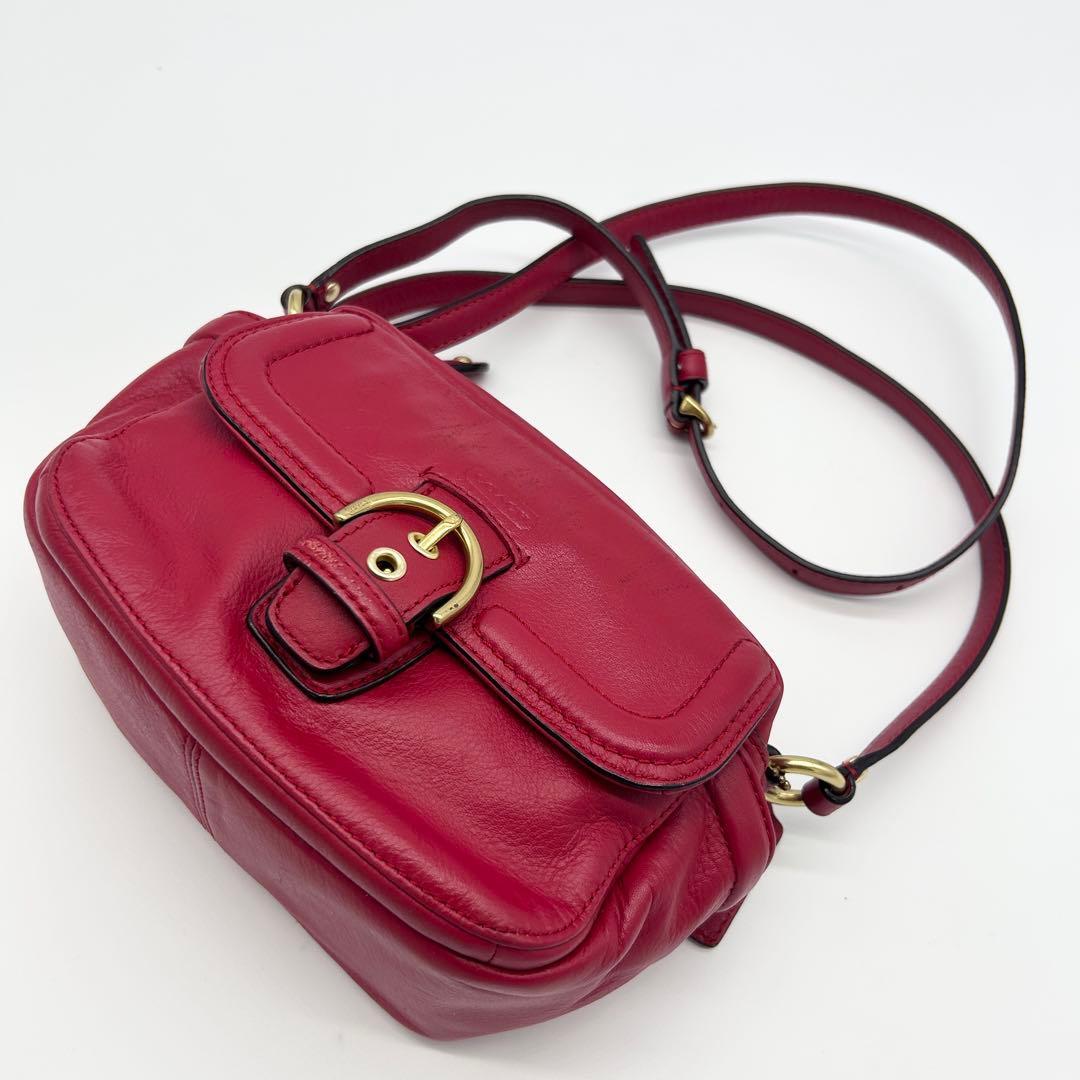 A268 【美品】希少 COACH SOHO コーチ ソーホー カメラバッグ レザー ショルダーバッグ 赤 ミニバッグ クロスボディ 拍卖