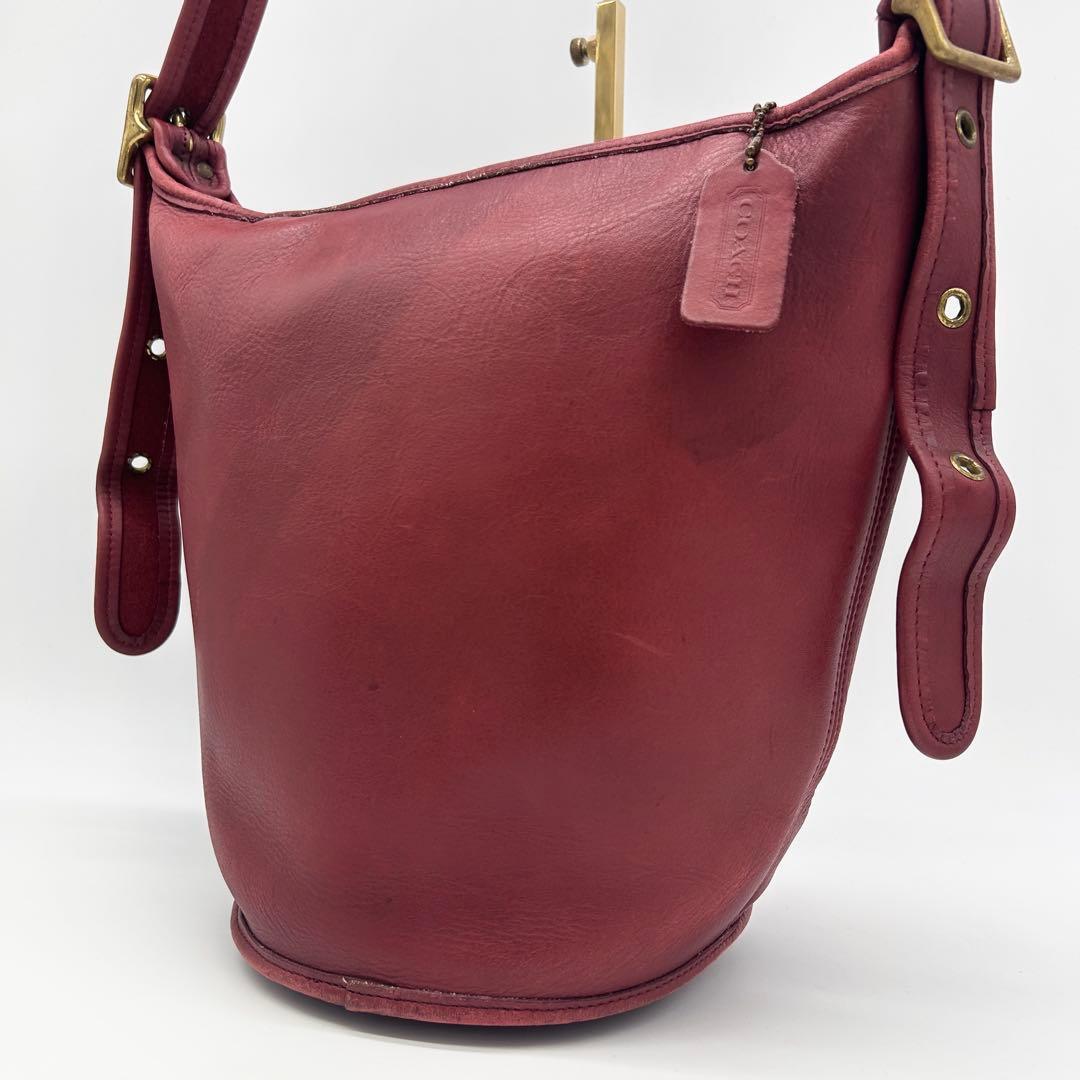 A297 USA製 アメリカ製 OLD COACH オールドコーチ コーチ バケツ型ショルダー ショルダーバッグ 赤 9953 大容量 本革 アーカイブ拍卖