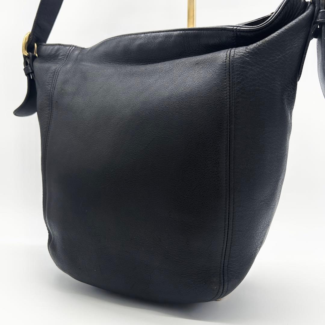 A298 USA製 アメリカ製 オールドコーチ OLD COACH コーチ ショルダーバッグ オールレザー グラブタン 黒 ブラック レザー ユニセックス拍卖