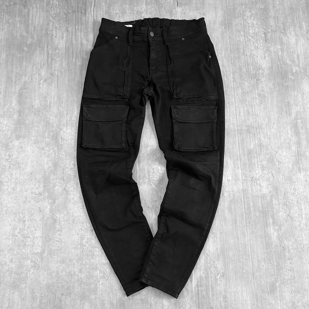 Z167 ビッグジョン BIG JOHN 日本製 ギミックポケット ブラック カーゴパンツ 古着 ワークパンツ ギミック 黒 MMM560N拍卖