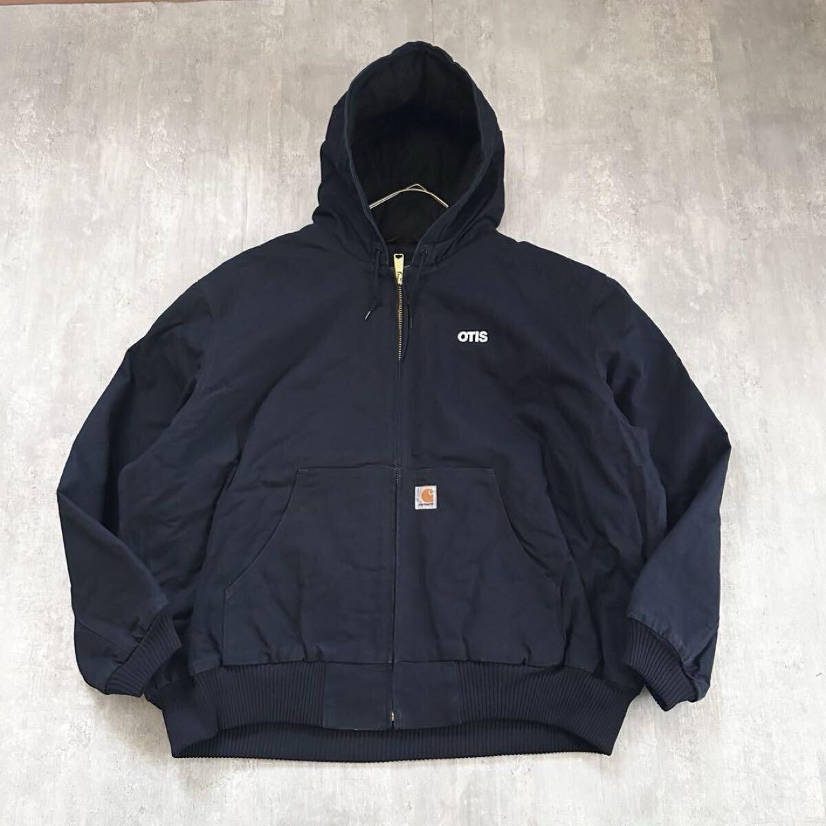 V434【美品 3XL】カーハート アクティブジャケット OTIS企業刺繍 濃紺 マウンテンパーカー ジップブルゾン Carhartt 中綿 バイカー拍卖