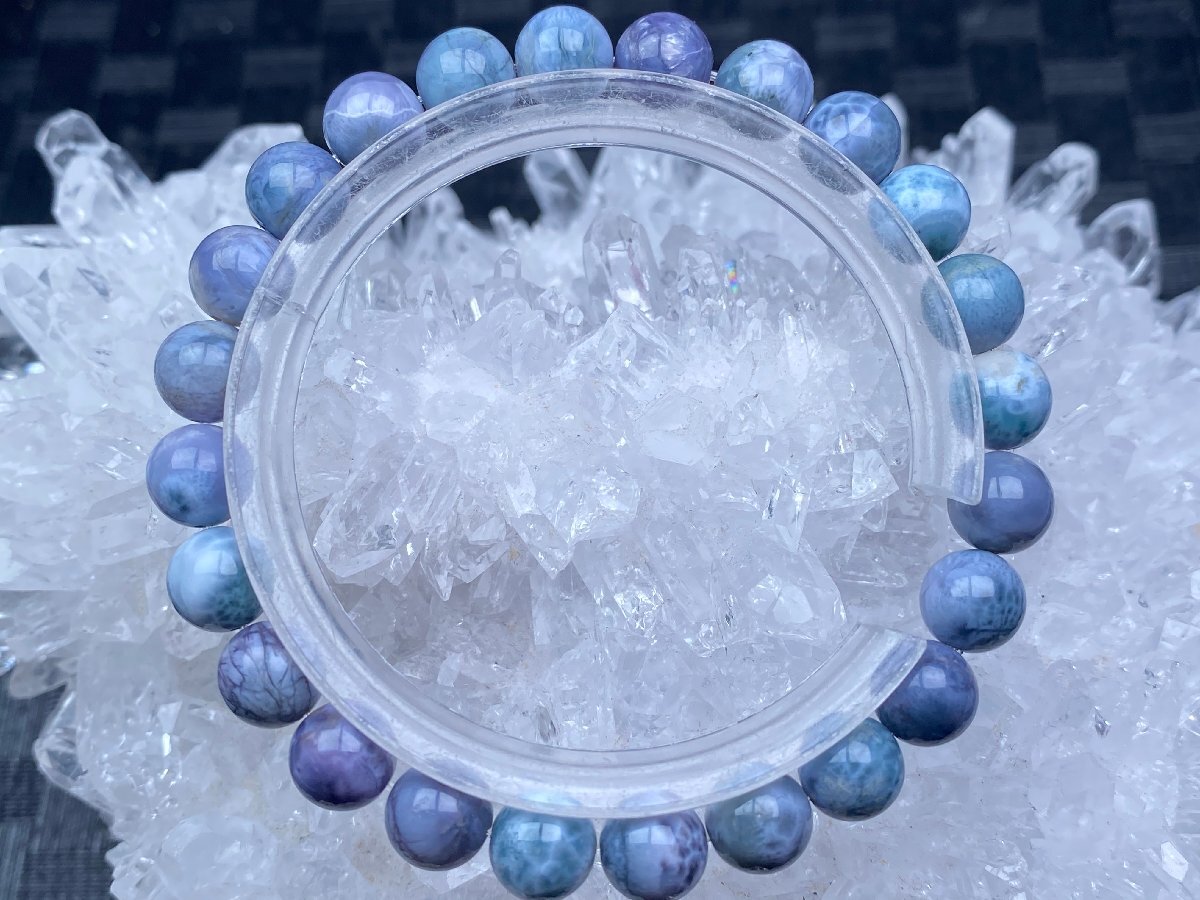 即決 0623a596 天然石★【ドミニカ共和国産の10Aパープルラリマー】★ブレス 8mm(新品)拍卖
