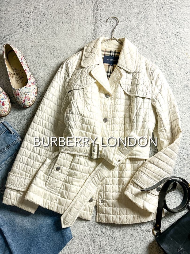 【バーバリーロンドン】中綿キルティング ベルテッドショートトレンチコート 40拍卖