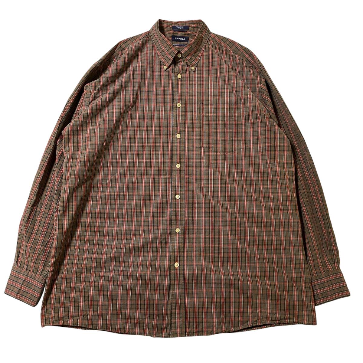 アメリカ古着 NAUTICA ノーティカ 長袖 チェック シャツ 00s ヴィンテージ 2XL ビッグサイズ 【H301】 拍卖