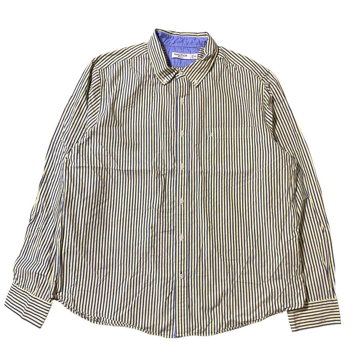 アメリカ古着 NAUTICA ノーティカ 長袖 ストライプ シャツ BDシャツ ボタンダウン XXL 【H306】拍卖