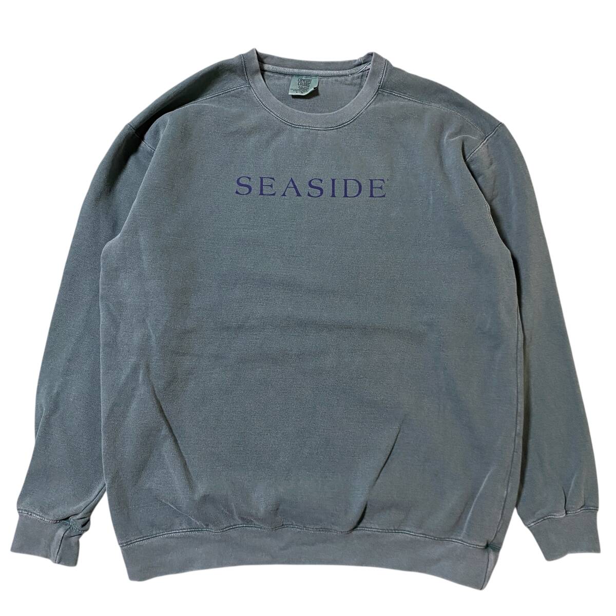 アメリカ古着 comfort colors SEASIDE スウェット トレーナー くすみカラー 裏起毛 Lサイズ 【H391】拍卖