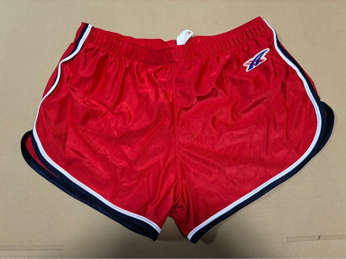 ラスト!希少! 新品 80’s  アシックス W72  赤×紺  男子 ランパン 短パン ショートパンツ レトロ ヴィンテージ 当時物拍卖
