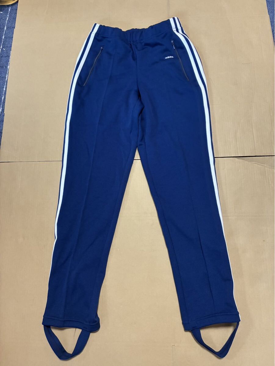 なんと新品 80s アディダス ジャージパンツ 紺×白 【1号】 デサント製 デッドストック ヴィンテージ拍卖