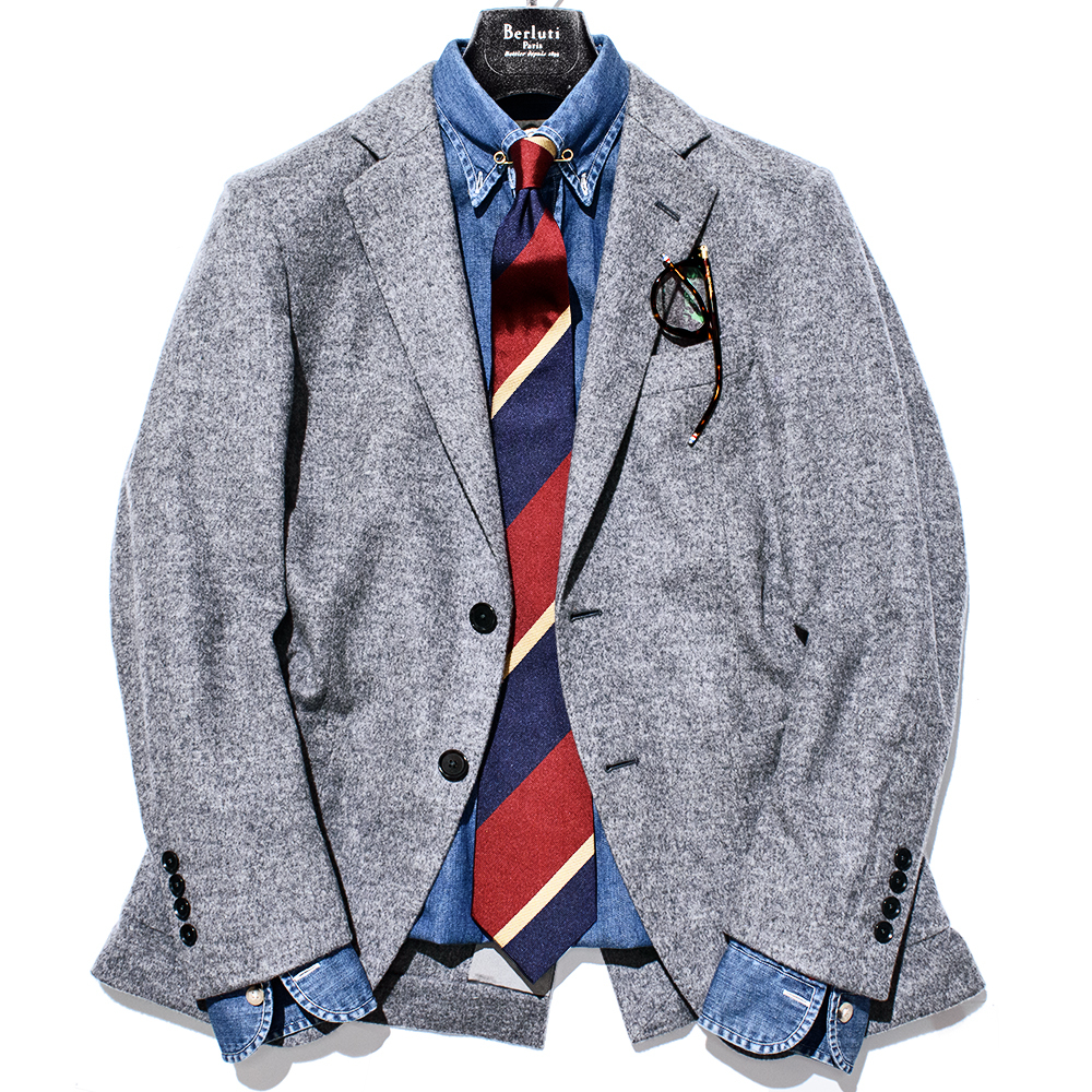 超極上カシミヤ入り!!! トゥモローランド 秋冬 完全別格品!!! ラグジュアリー素材◎ 極上の毛並み/トロ感◎ 美グレイ色 ジャケット 44/S程拍卖