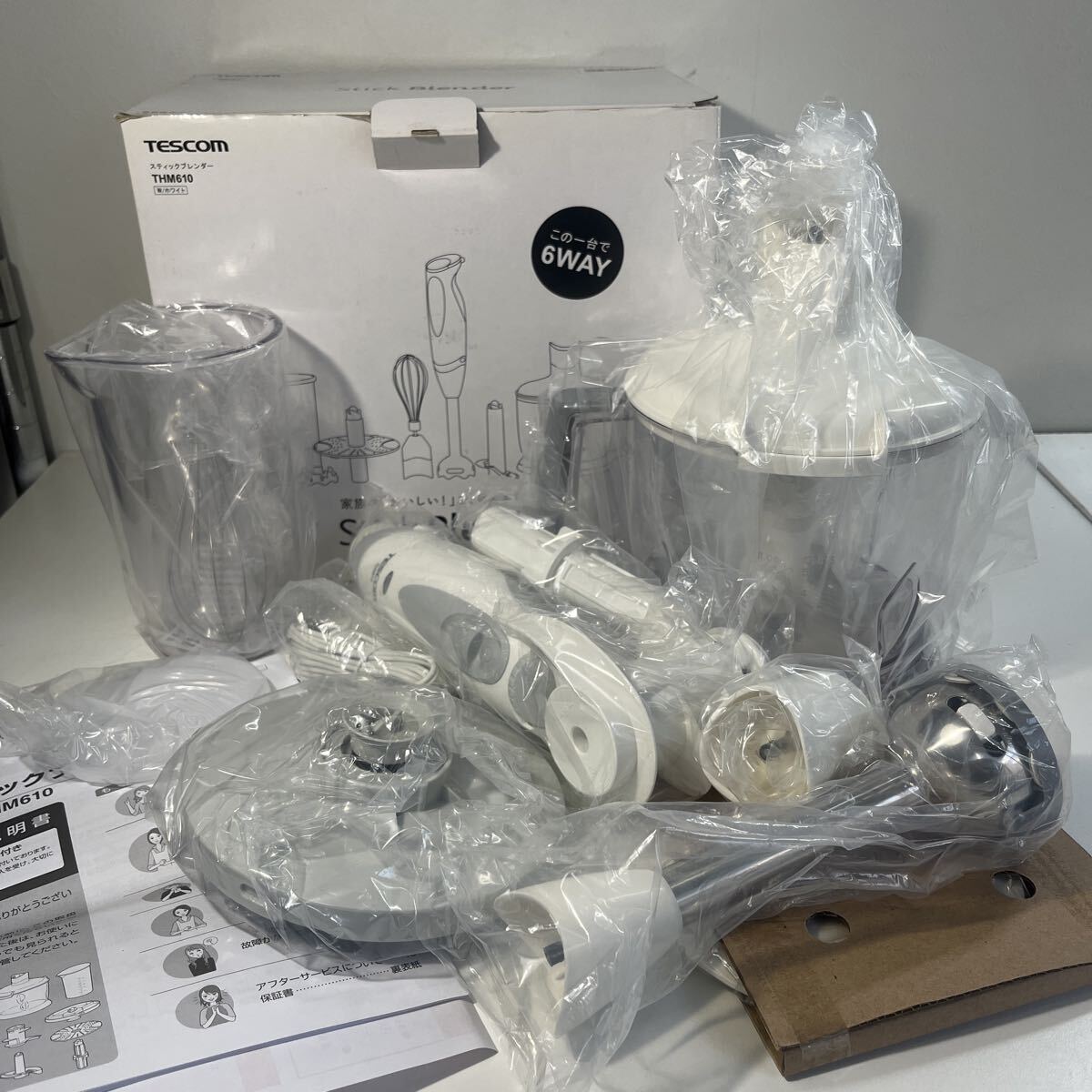 未使用品 未開封 TESCOM テスコム スティックブレンダー THM610 6WAY ハンドブレンダー ミキサー フードプロセッサー 調理器具拍卖