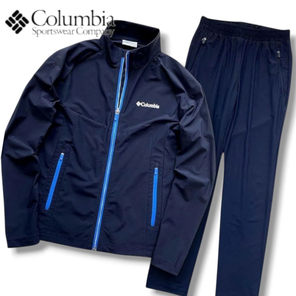 Columbia コロンビア 新品 ストレッチ ジャケット パンツ セットアップ トレーニングウェア YMG201+701 ネイビー 105/XL▲031▼30512h07拍卖