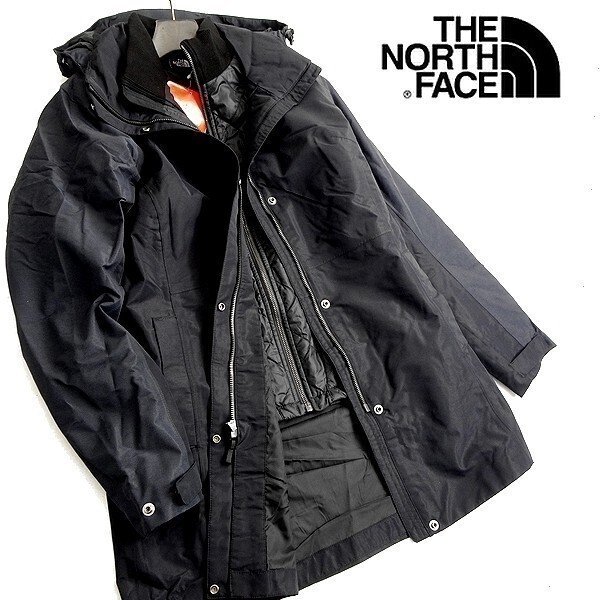 THE NORTH FACE ノースフェイス 新品 定3.9万 耐久撥水 中綿ライナー付き 3WAY コート ジャケット YG80 BLK 80/XS ▲048▼kkf1575e拍卖