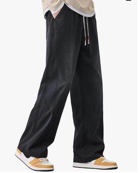 サルエルパンツ メンズ ズボン ワイドパンツ メンズ ズボン 無地 調整紐 ゆったり 通気性 ブラック拍卖