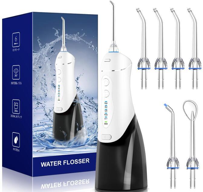 口腔洗浄器 ジェットウォッシャー 5種類の水流モード 替えノズル6本 360°回転設計 拍卖