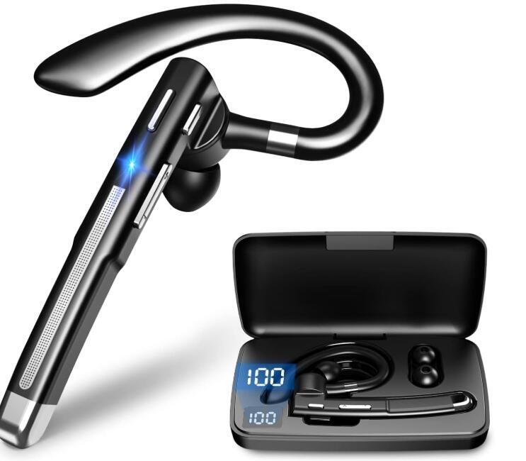 ワイヤレス 耳掛け型 500mAh充電ケース付 LEDバッテリー残量ディスプレイ CVC8.0ノイズキャンセリング拍卖