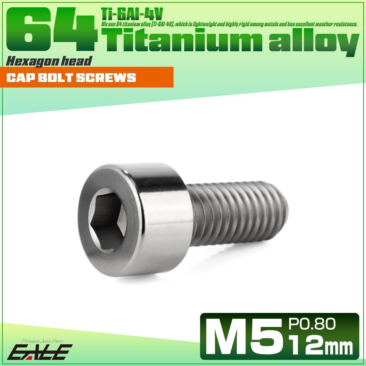 チタンボルト M5×12mm P0.8 キャップボルト キャップスクリュー 六角穴付き ボルト シルバー JA2323拍卖