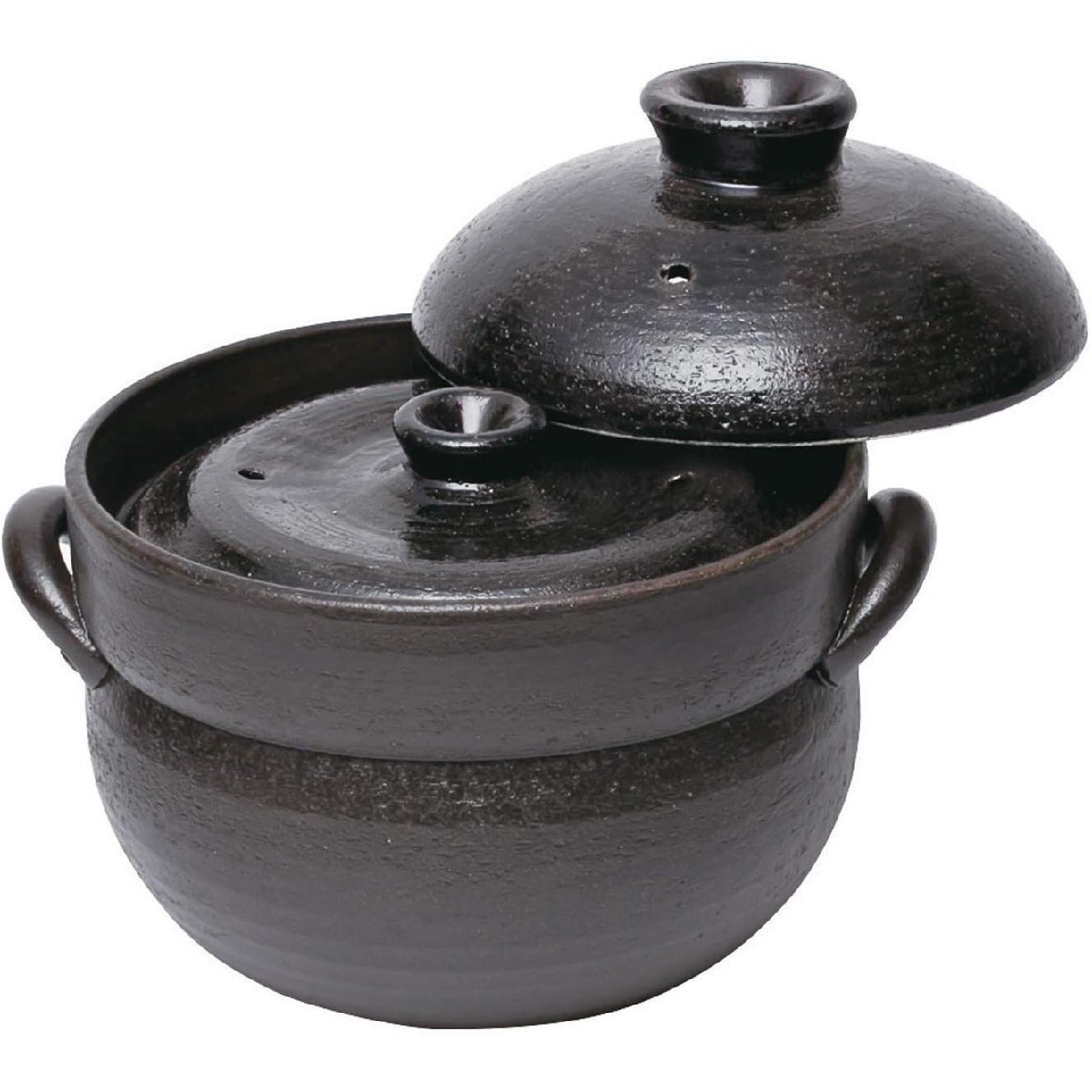 四日市の伝統工芸品 萬古焼 ごはん鍋 2合炊き 直径17.5cm 容量1200ml 中蓋付拍卖