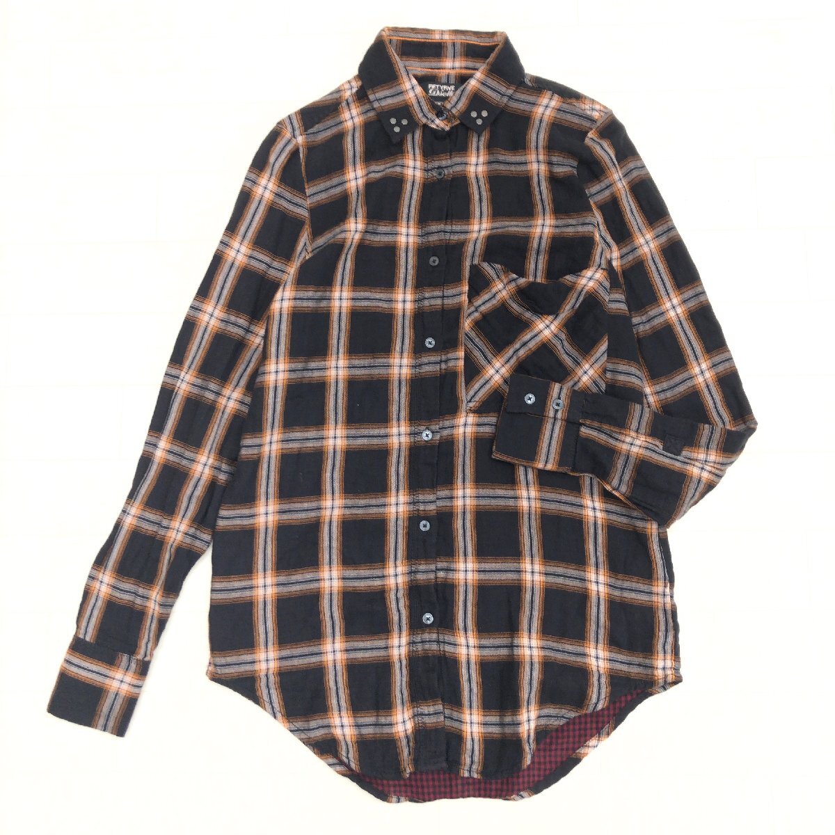55DSL BY DIESEL ディーゼル バックシャン コットン チェック ロング シャツ XXS 黒系 ブラック系 チュニック ブラウス 長袖 レディース拍卖
