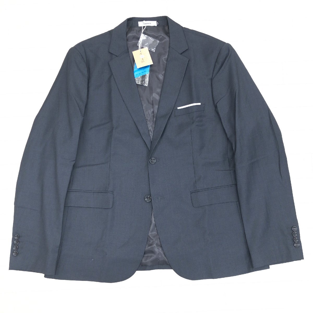 ●新品 YAMANIE ヤマニエ ウールタッチ 2B 総裏地 テーラードジャケット 5XL チャコールグレー ブレザー 特大 大きいサイズ 6L 未使用 紳士拍卖