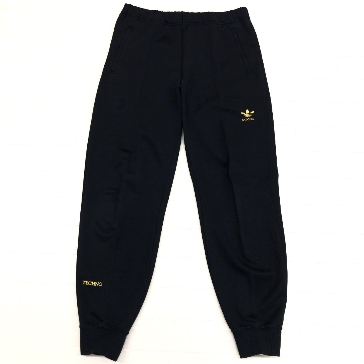 ●80~90's adidas アディダス デサント製 トレフォイル ジャージ ジョガーパンツ L 黒×金 古着 ヴィンテージ VINTAGE archive メンズ拍卖